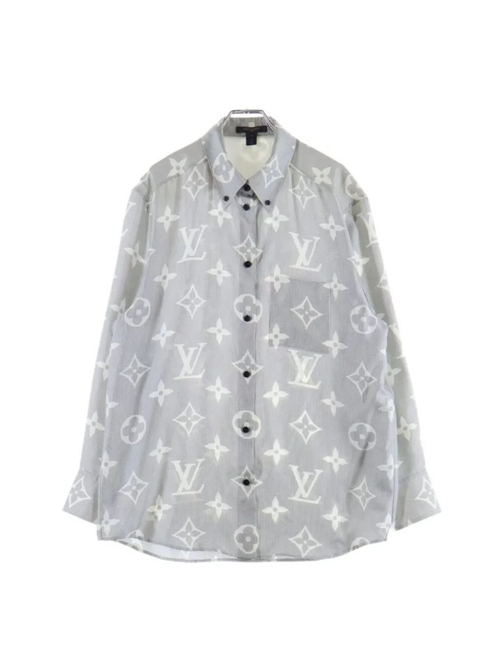 Louis Vuitton Inverted Mahina Monogram Masculine Long Sleeve Shirt Gray